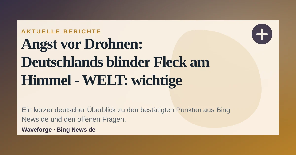 Angst vor Drohnen: Deutschlands blinder Fleck am Himmel - WELT: wichtige Einordnung — source-led trend brief illustration