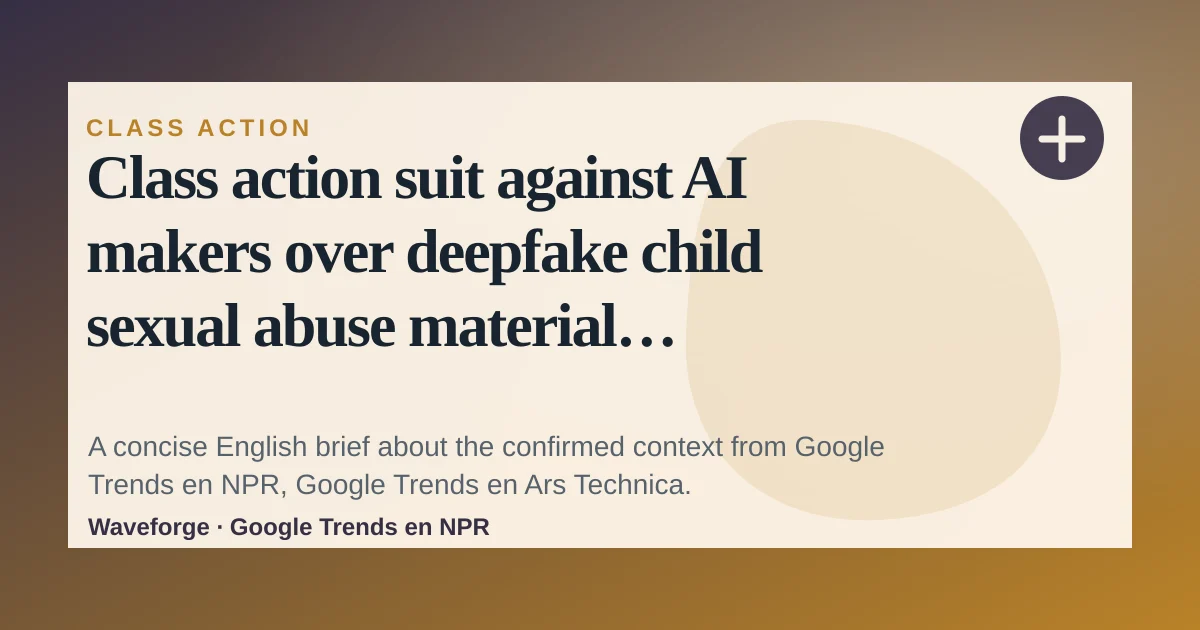 Class action suit against AI makers over deepfake child sexual abuse material expands: key context — source-led trend brief illustration