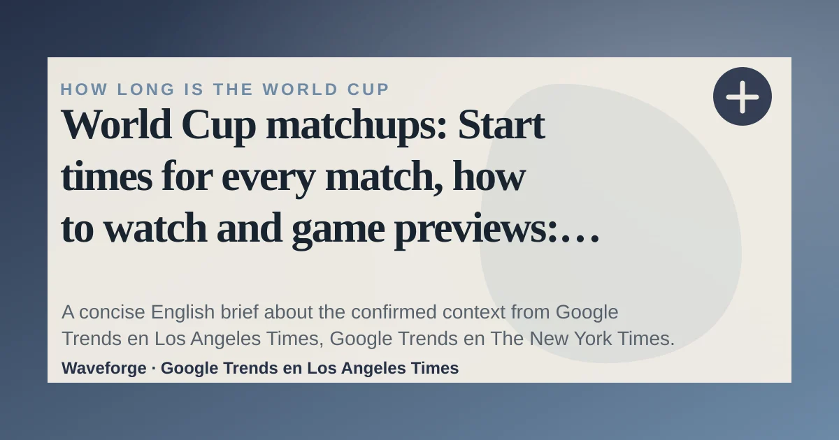 World Cup matchups: Start times for every match, how to watch and game previews: key context — source-led trend brief illustration