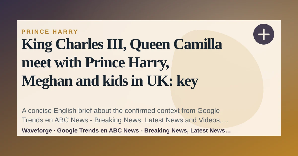 King Charles III, Queen Camilla meet with Prince Harry, Meghan and kids in UK: key context — source-led trend brief illustration
