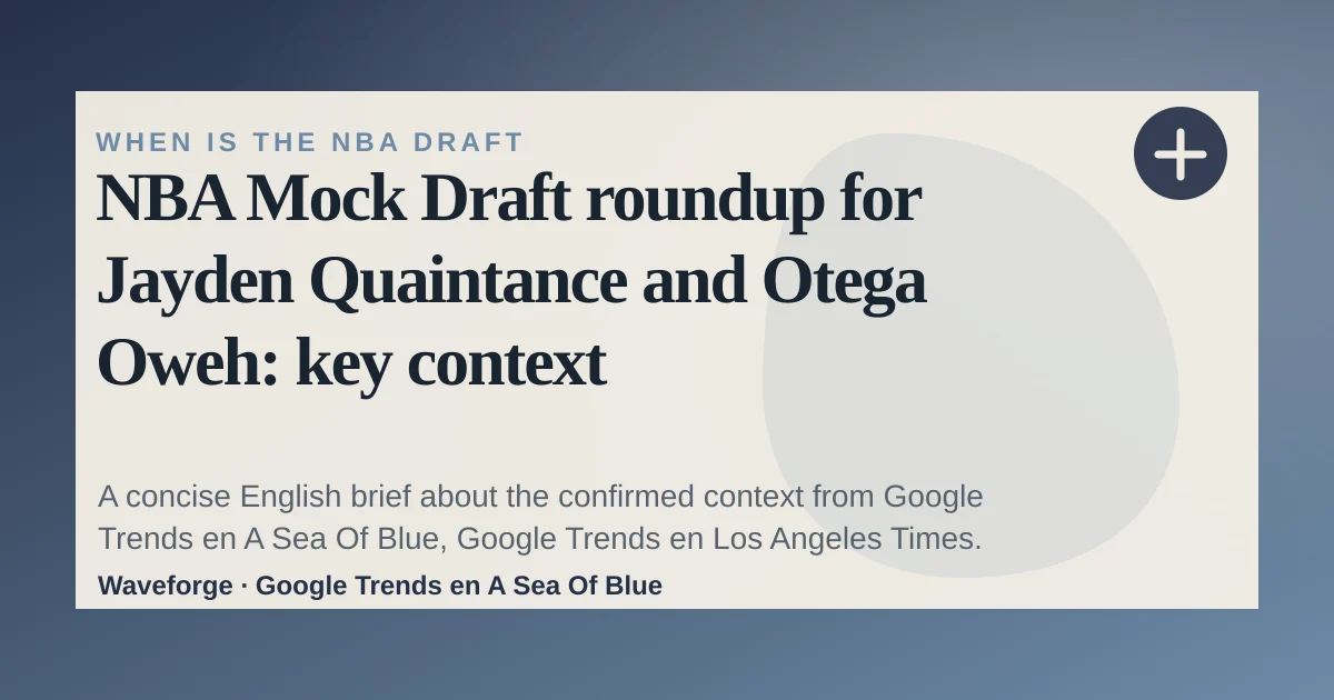 NBA Mock Draft roundup for Jayden Quaintance and Otega Oweh: key context — source-led trend brief illustration