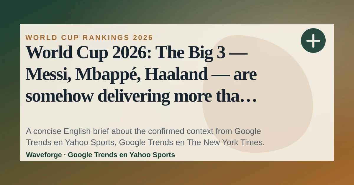 World Cup 2026: The Big 3 — Messi, Mbappé, Haaland — are somehow delivering more than anybody could have imagined: key context — source-led trend brief illustration
